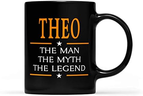 Theo ime poklon šolja-Theo čovek mit legenda-Crna šolja 11oz