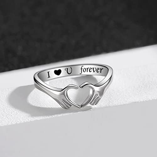 Prsten za zagrljaj - srebro podesivo srce Claddagh prstenovi parni prsten za žene muškarce prijateljstvo