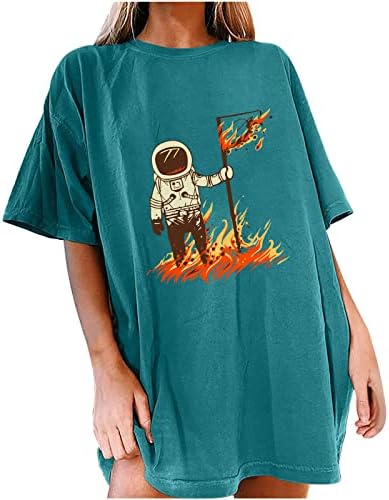 Annhoo Womens Muška bluza vrata za brod Valentine Bluzes Košulje rukave Rithm Slika vatrene sredstva kawaii