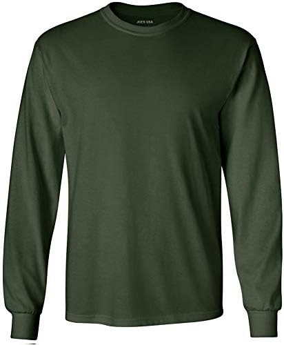 Joe's USA muške duge rukave teške pamučne pamučne majice za vrat u 27 boja: S-5XL