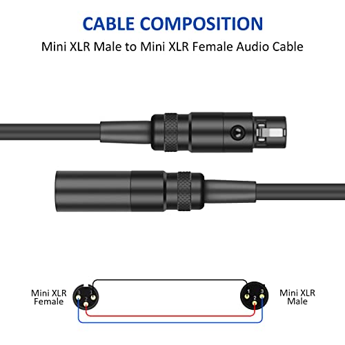 DREMAKE Mini-XLR muški na Mini-XLR ženski Audio adapterski kabl, 1ft / 0.3 M Mini XLR do Mini XLR konvertorski