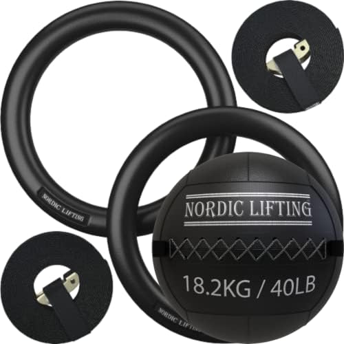 Nordic Lifting Gymnastic Rings Bundle sa zidnom loptom 40 lb