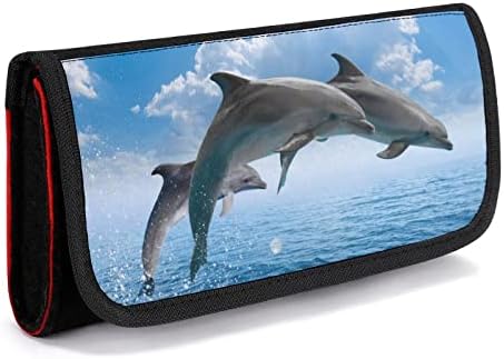 Dolphin jumping torba za nošenje kompatibilna sa Switch Prints zaštitnom futrolom tanka torbica od filca sa 5 Soltova za kartice za igru