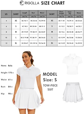 Rigolla 2 komadna suknja za tenis za žene naborana teniska haljina kratkih rukava polo majica Golf odijela