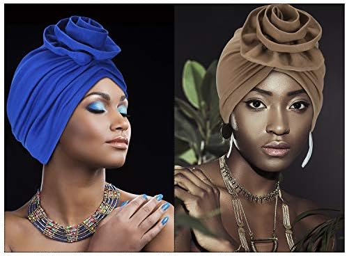 SATINIOR 6 komada žene Turban afrički uzorak Headwrap šarene štampane unaprijed vezan cvijet čvor Bonnet