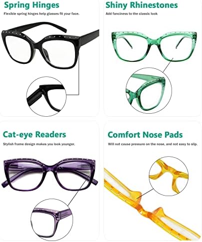 Okažite naočale za oči za okača za žene za žene Rhinestone čitači Cat-Eye naočale +2.5