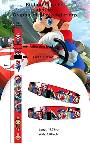 Tldxdou Anime Supe Mario traka narukvica, Cartoon podesiva narukvica za žene, muškarce, djevojčice i dječake