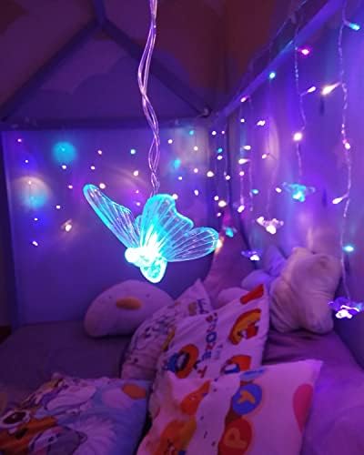 Leptir zavjese Fairy svjetla za spavaću sobu žičana svjetla viseći svjetlucavi stropni dekor 90 Led 10ft s daljinskim djevojkom leptir dekor sobe za malu djecu tinejdžerke zidni Božićni ukrasi
