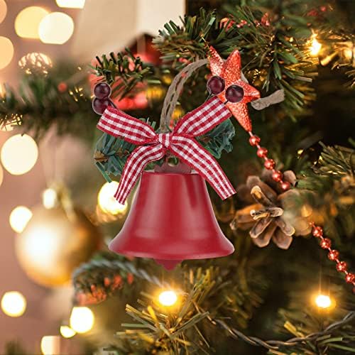 Ondder 6 kom Crvena Božićna zvona za božićnu jelku, zvona za drvo viseći Ornament metalna zvončića za Božićnu