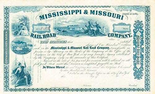 Mississippi i Missouri Railroad Co. - Certifikat Zaliha