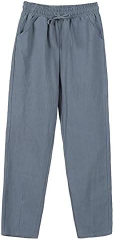 Miashui prugaste pantalone za žene Ležerne žene Ljeto Ljeto Visoke pamučne pamučne pantalone Široko kratke