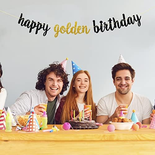 Dill-Dall Happy Golden Rođendan, zlatni rođendanski dekor, 5., 21., 24., 25., 28., 30., 50. 60. rođendan