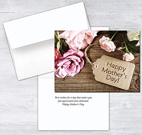 25 čestitki za Majčin dan - Predivan dizajn ruže - 26 bijelih koverti - FSC Mix
