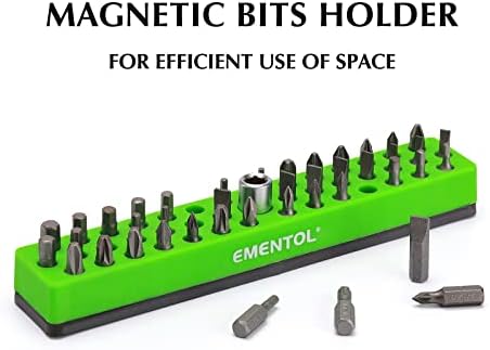 Ementum 2pcs 1/4 Set držača magnetnih bitova - zeleno i plavo, otvor od 86pcs, bit organizator s jakim magnetskim, magnetskim bitovima, 2 komada