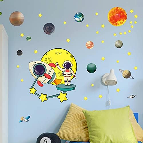 Astronaut Vanjski svemirski zidni naljepnici Planete Solarne sustav raketne zvijezde zidne naljepnice za dječju sobu PlayOpremnici Dječji vrtić