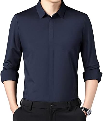 Muški puni dugme dugih rukava dolje majica nabora bez obzira na poslovne košulje haljine casual redovna