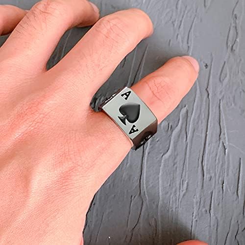 JAJAFOOK Muški ženski prsten od nerđajućeg čelika Poker Spade Ace srebrne Crne veličine 6-14