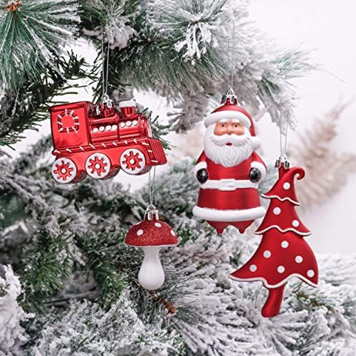 Valery Madelyn Tradicionalni crveni bijeli božićni ukrasi Paketa | Kuglični ukrasi 155ct + 60 inča smiješna
