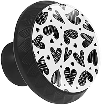 12 komada Doodle Heart bešavni uzorak stakleni gumbi za Komode, 1,37 x 1,10 u okruglim kuhinjskim ormarićima
