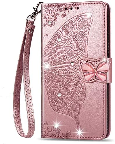 Onv torbica za novčanik za OnePlus 7 Pro-Glitter Butterfly reljefna kožna Folio futrola za magnetne kartice