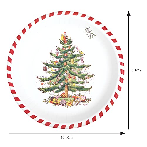 C. R. Gibson TW12-22642 Spode drvo i Candy Cane jednokratni papirni tanjir za večeru Set za božićne zabave
