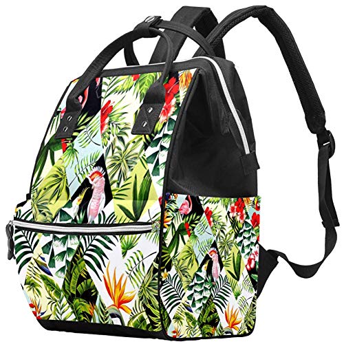 Inhomer Flamingo Papagaj sa cvijećem lišće u geografskim vrećicom za gemetsku obliku Travela mama torbe