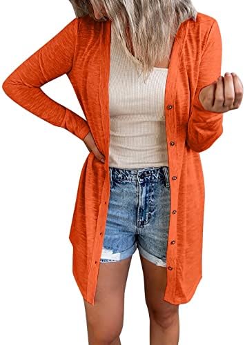 Ženska modna čvrsta dugi rukav labav kardigan za odmor za odmor Klint džepni kaput plus veličina dugačak