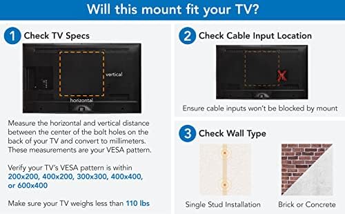 Mount-It! Tv zidni krajolik za rotaciju portreta, fiksni nosač, niski profil za Samsung, Sony, Toshiba,