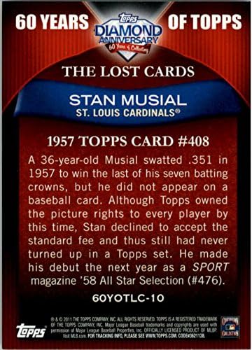 TOPPS iz 2011. 60 godina TOPPS izgubljene kartice 60Yotlc-10 Stan Musial St. Louis Cardinals Baseball