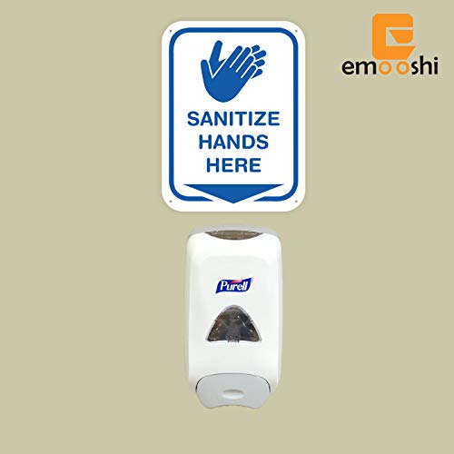 Emooshi Sanitizirajte ručnu prijavu sa strelicom sa strelicom Držite ruke sanirati zidove znakove veličine