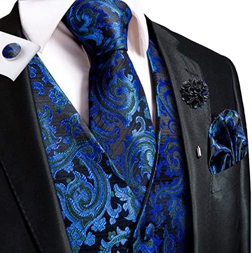 Hi-Tie Set kravate za muško odijelo s iglom za rever ili kopčom za kravatu svileni prsluk maramica za vjenčani
