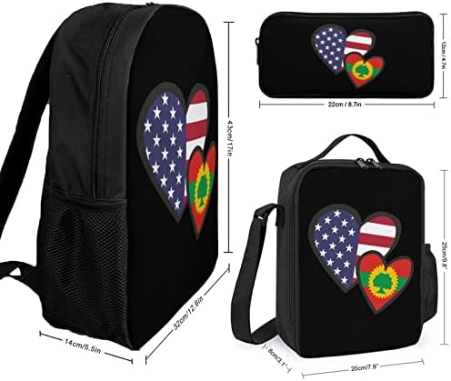 INTERLOWLing Hearts American Oromo Oslobodilačka prednja zastava 3-komadni kombinirani set za putni ruksak