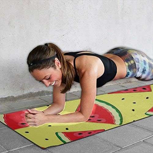 HHL elegantna štampana prostirka za jogu, bešavni komadi lubenice u pozadini na žutoj prostirci za vježbanje,profesionalna