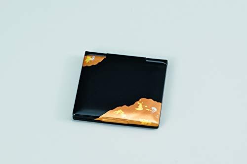 Tsuchiya Lacquerware 34-0404 kompaktno ogledalo, crno, 2,8 x 2,8 inča , Japan Pure Gold Folija, Zlatni oblak