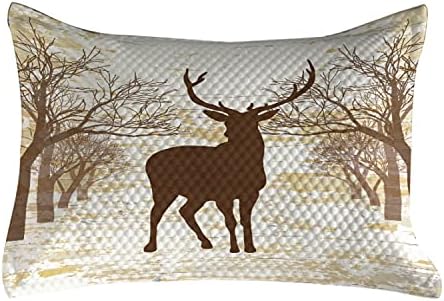 AMBESONNE jeleni lovački jastuk sa jastukom, vintage jelena u šumi rustikalni silueti uzorak, standardna