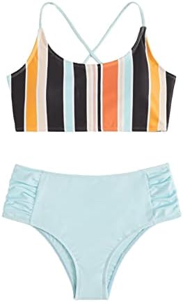 SweatyRocks ženska kupaća odijela sa prugama Criss Cross bikini Set kupaćih kostima visokog struka