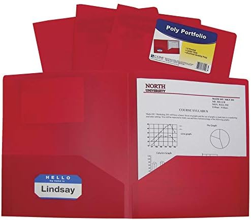 C-Line dva džepna teška Poli portfolio fascikla, 11 x 8.5, Crvena, 25 / kutija