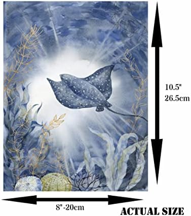 Ocean Deep Rice Papir, 8 x 10,5 inča - 6 x različitih tiskanih malberry papirnih slika 30gsm vidljiva vlakna