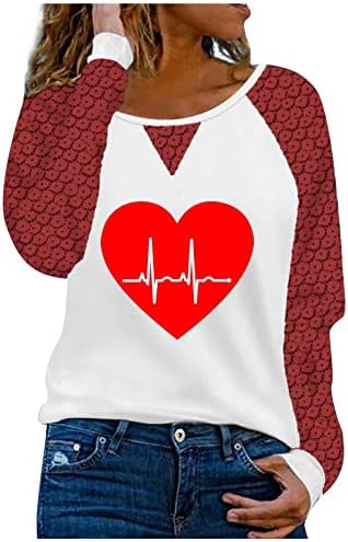 Srce štampane dukserice za Dan zaljubljenih žene Casual Crewneck široke košulje moda za djevojku