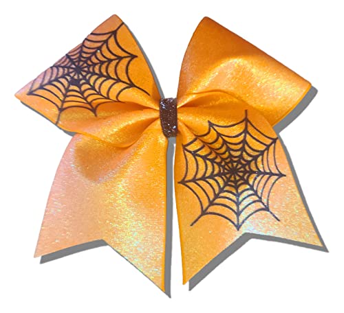 Cheer lukovi narandžasta i crna Glitter paukova mašna za kosu za Noć vještica