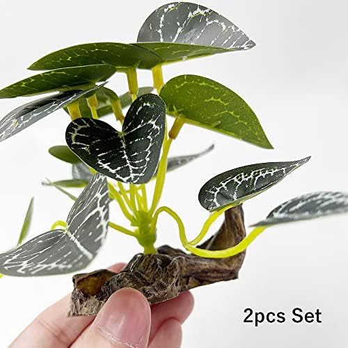 Smoothedo-Pets 2pcs Set Reptile Plants for Terrarium Amphibian Habitat Decor Artificial Plants / Driftwood