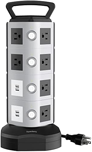 Toranj za zaštitu od prenapona, SUPERDANNY 3000w 4.2 a sa 4 USB Prots 14 utičnica, 6.5 ft produžna stanica