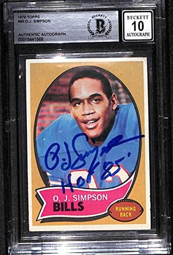 90 O.J. Simpson RC Hof - 1970. gornje nogometne karte GRADED BGS AUTO 10 - NFL AUTOGREME FOOTBALNI