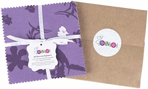 Soimoi Florals Print Precut 5-inčni pamučne tkanine Quilting kvadrata šarm paket DIY Patchwork šivanje zanat-ljubičasta
