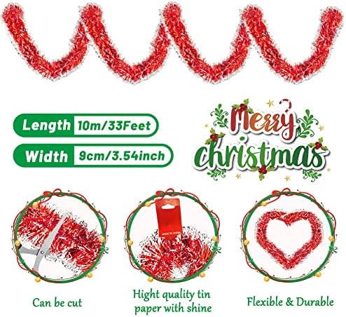 33Ofeet Tinsel Božićni ukrasi za božić sjajni metalni Twist Ripbon Ripbon Sight Switchen Tree Garland kamin