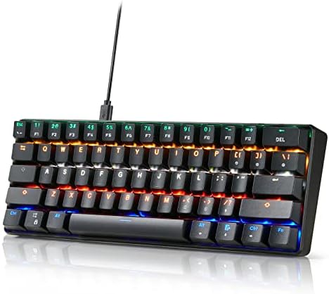 JIDOHUN KB-115 žičana mehanička tastatura, 61 tasteri RGB Hot Swappable Blue Switch Gaming tastatura sa