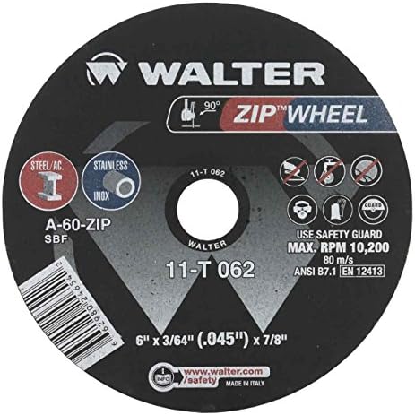 WALTER 11T062 6x3 / 64x7 / 8 ZIP kotača za kotače Tip 1 A60 Grit, 25 paketa
