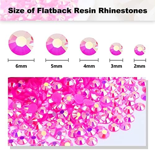 Briskbloom 3000pcs 3mm Resin Flatback Rhinestone, vruća ružičasta / ruža AB Color Flatback Jelly Resin Rhinestones