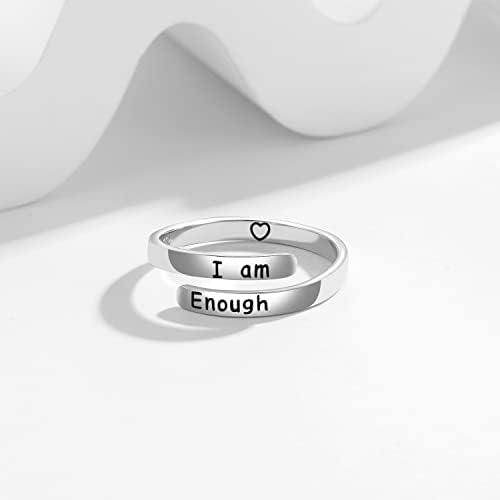 AMBCESSER 925 Sterling Silver Inspirational podesivi prstenovi - ličnost ohrabrenje nakit poklon za žene