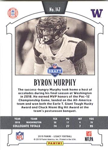2019 Panini Legacy 147 Byron Murphy Washington Huskies Rookie službena NFL fudbalska trgovačka kartica
